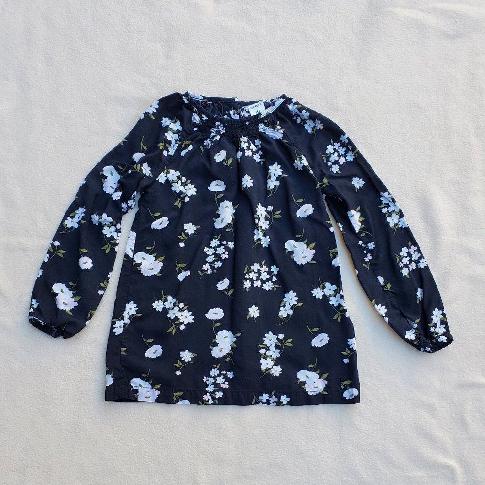 Carter's black with flowers long sleeve shirt